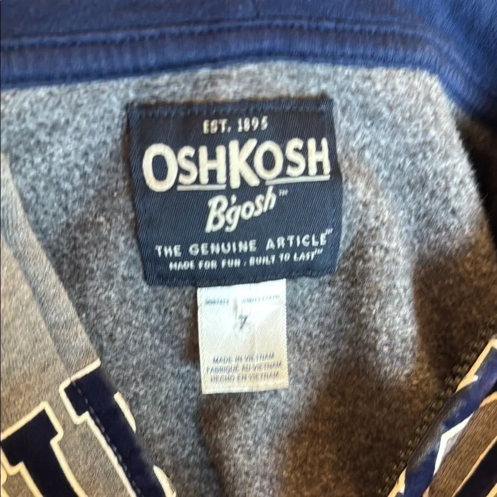 OshKosh B'gosh Full Zip Gray and Blue Sweatshirts & Hoodies size 7